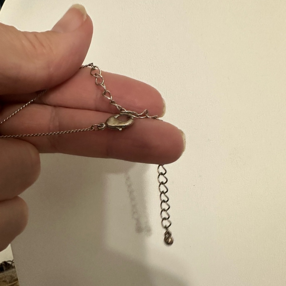 Long Blue Resin Bead Station Necklace | Silver Tone Boho Style - Picture 2 of 4